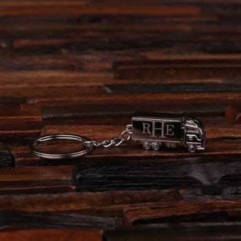 personalized steel trucker key chain w box|Personalized Polished Stainless.